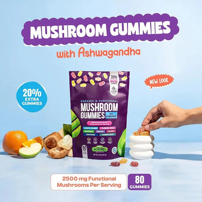 USA Stock Mixed Fruit Flavor Mushroom Complex Gummies Low Calorie Supplement